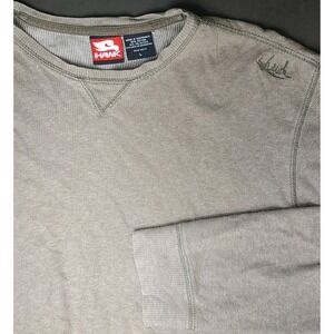 Tony Hawk Mens Long Sleeve Thermal Shirt Tan Size L Lightweight Skate Crewneck